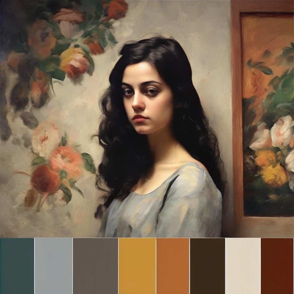 Ζευγάρι χρωμάτων και συμβολισμών στην τέχνη με έμφαση σε χρώματα όπως γκρι, μπλε, καφέ, κίτρινο και ώχρα.